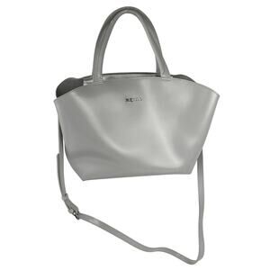 Carlo Pazolini Silver Leather Double Handle Adjustable Crossbody Strap Hand Bag